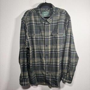 Woolrich Shirt Jacket Mens XXL Green Plaid Heavy‎ Flannel Shacket Outdoors